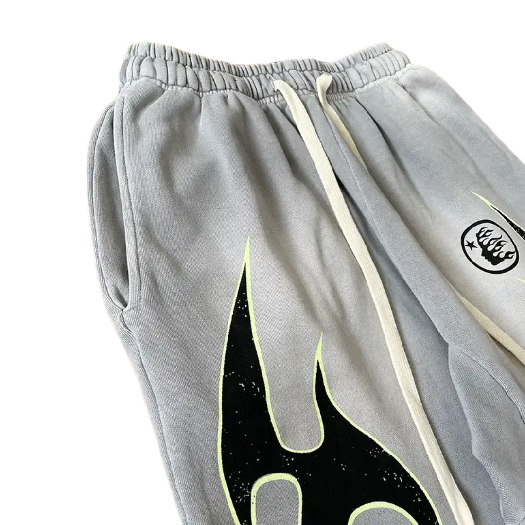 Calça Hellstar Grey Future Flame Grey Green