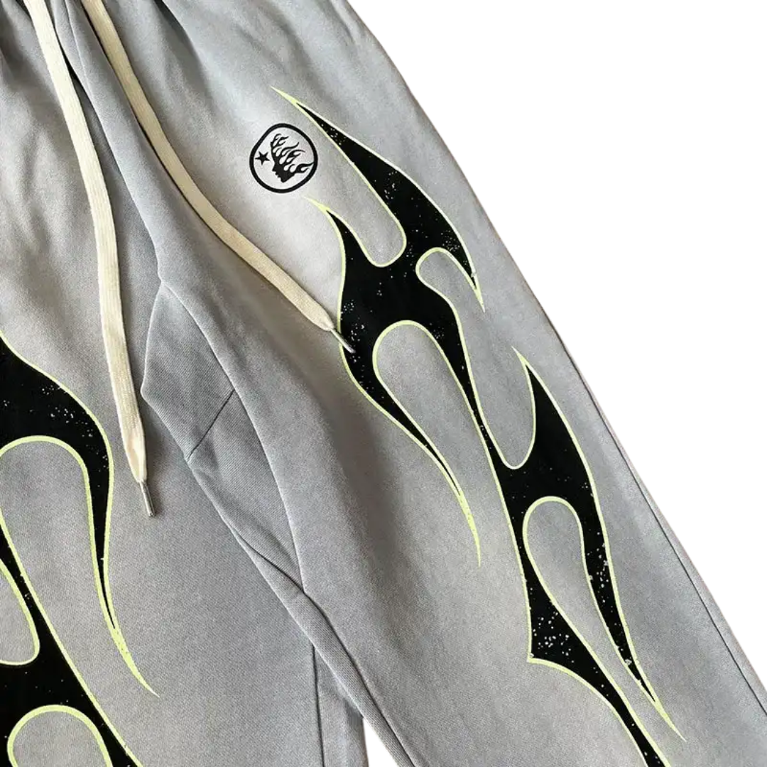 Calça Hellstar Grey Future Flame Grey Green