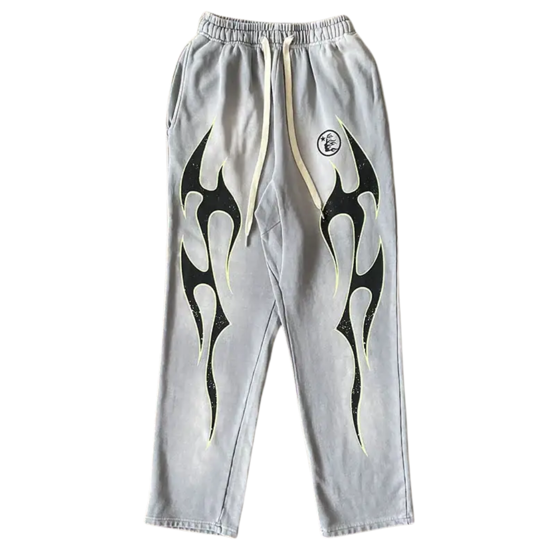 Calça Hellstar Grey Future Flame Grey Green