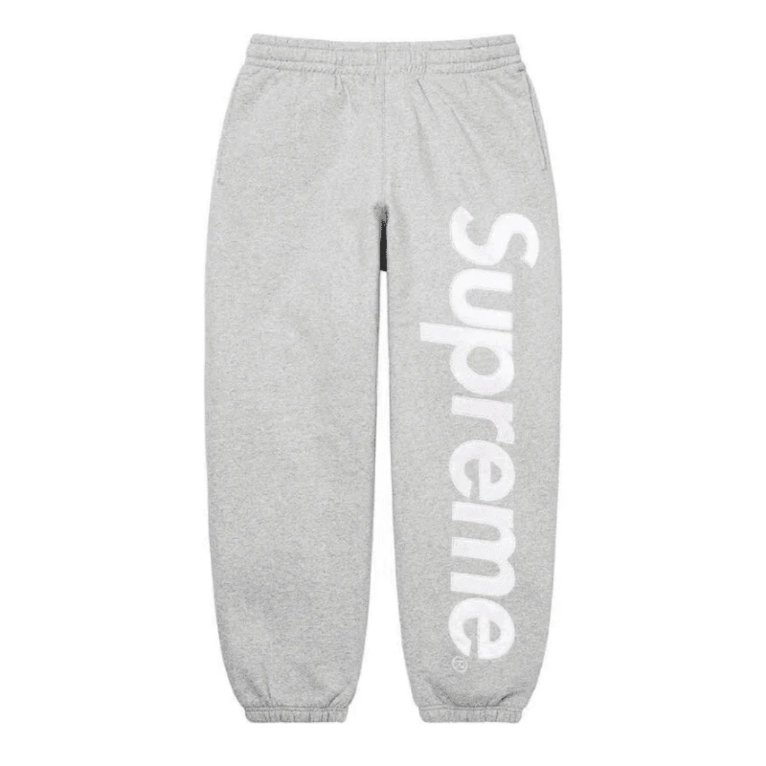 Calça Supreme Satin Applique Cinza