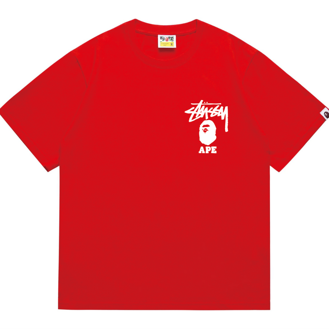 Camisa Bape Stussy Vermelha