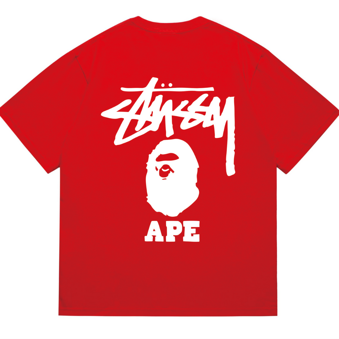 Camisa Bape Stussy Vermelha
