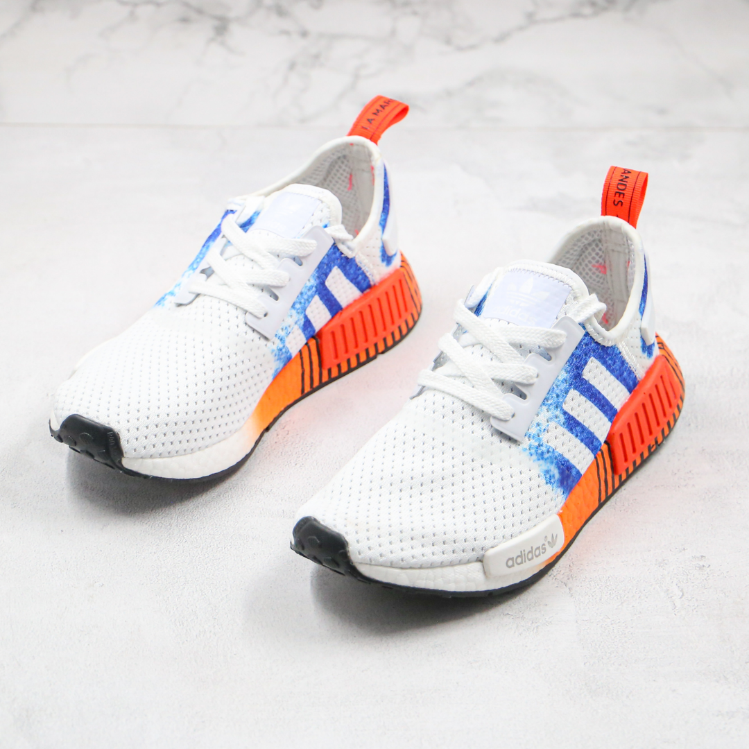 Adidas nmd branco com azul hotsell